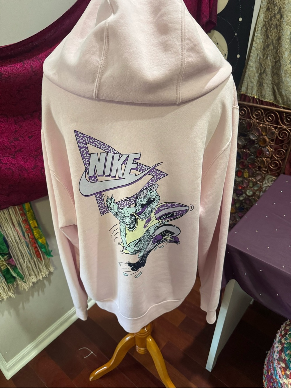 NWOT Nike Women’s Light Pink Crewneck Hoodie with Graphic Back